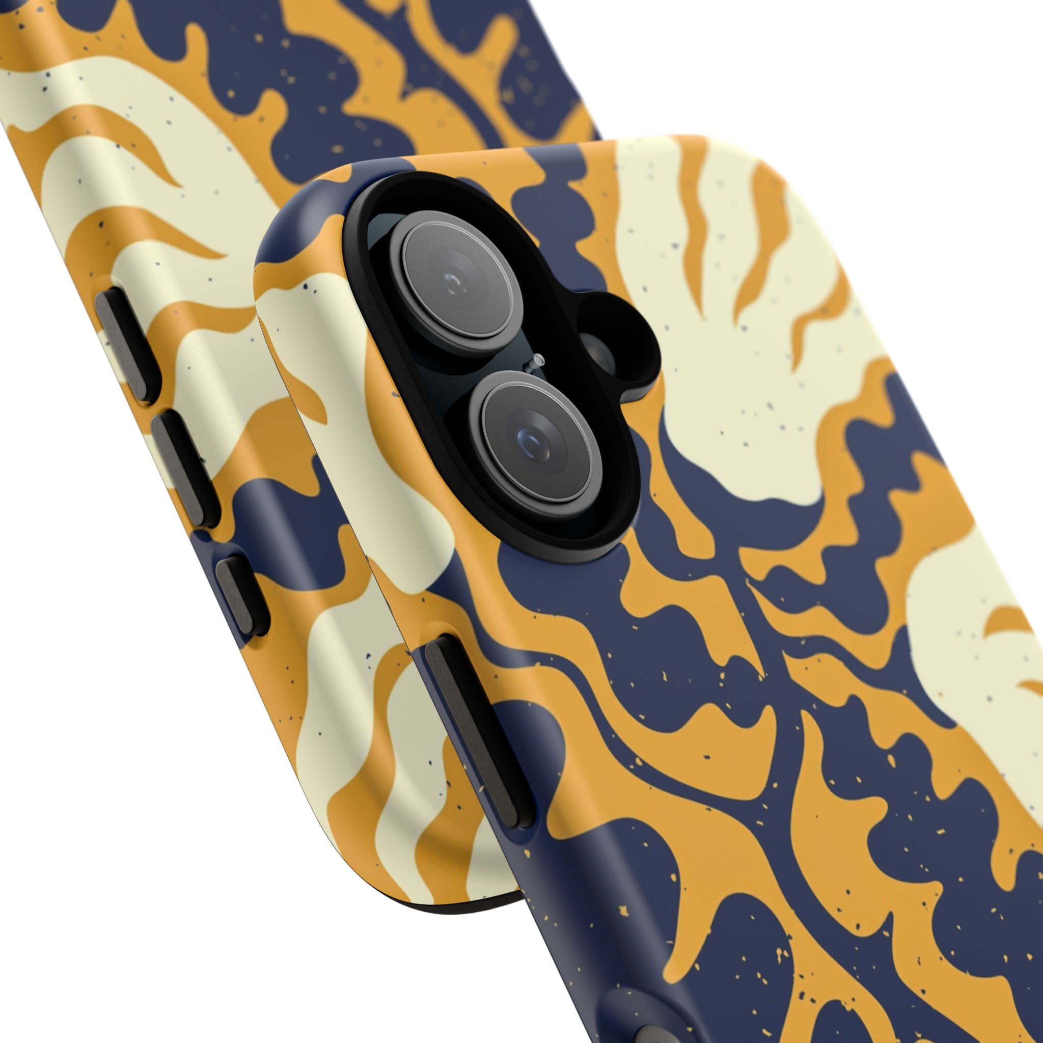 Bold Abstract Floral Phone Case (Navy & Mustard)