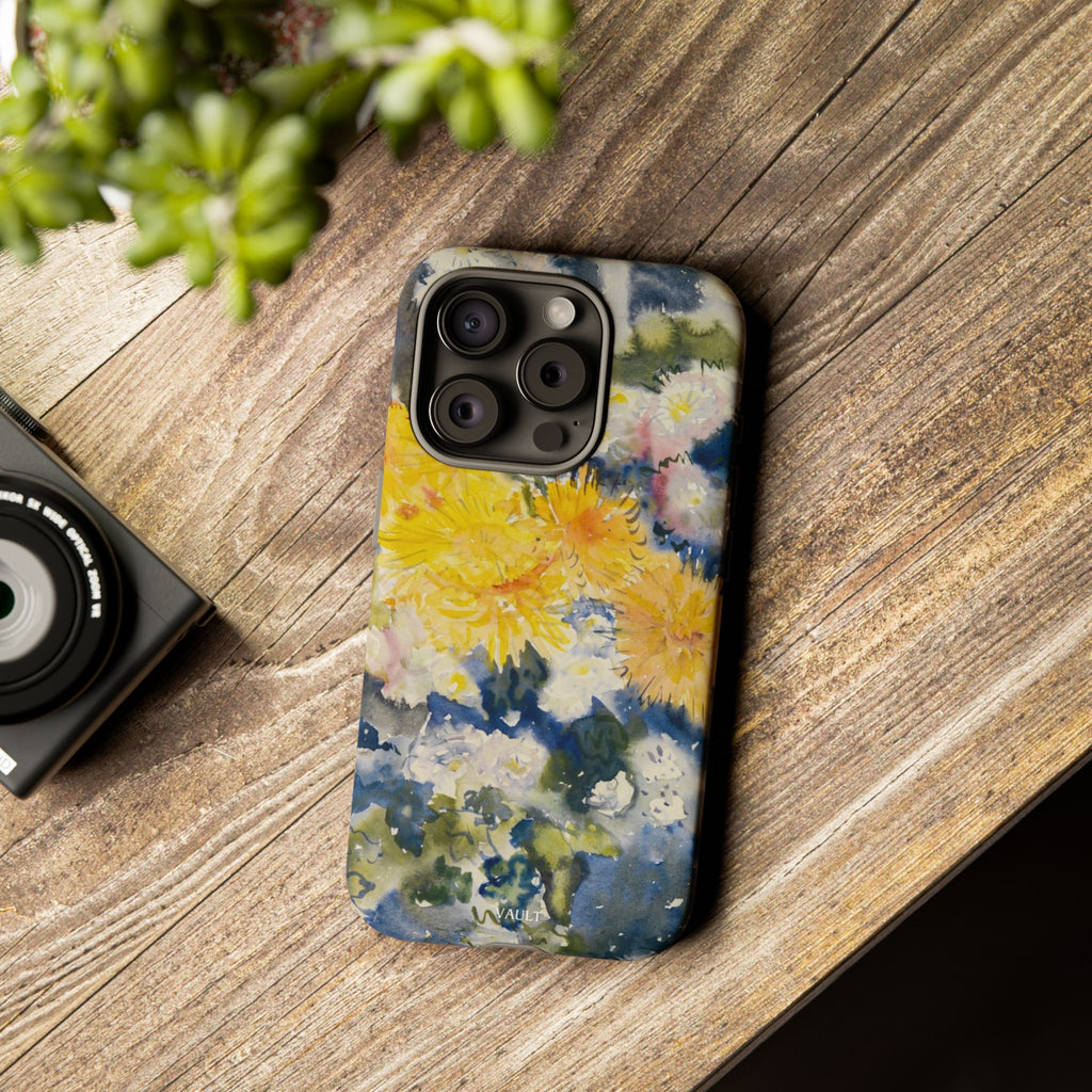 Floral Watercolor Phone Case – Yellow Chrysanthemums Design