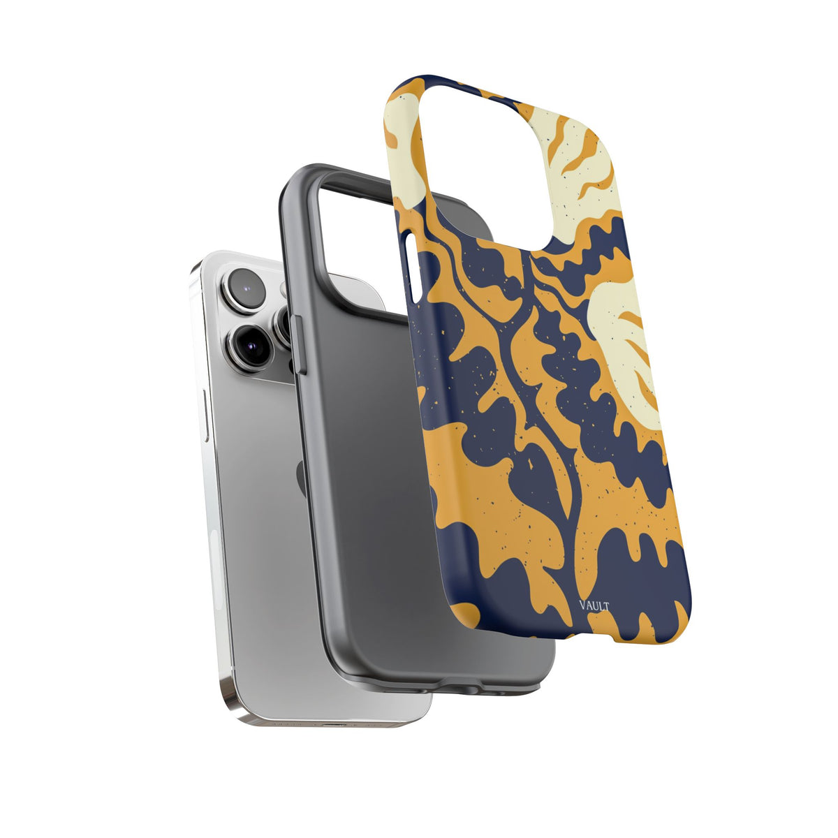 Bold Abstract Floral Phone Case (Navy & Mustard)