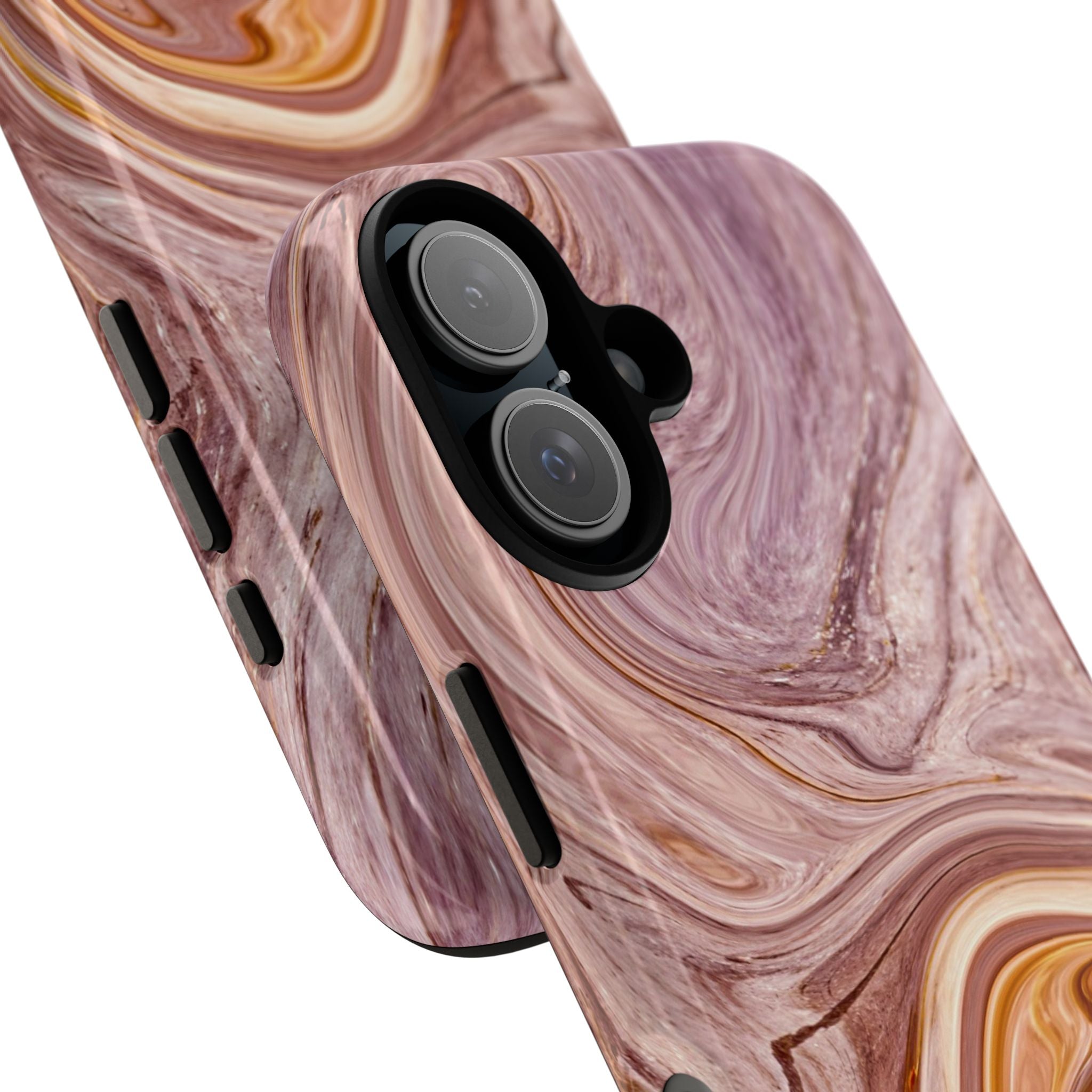 Marble Swirl Phone Case — Pink & Gold Abstract Tough Case