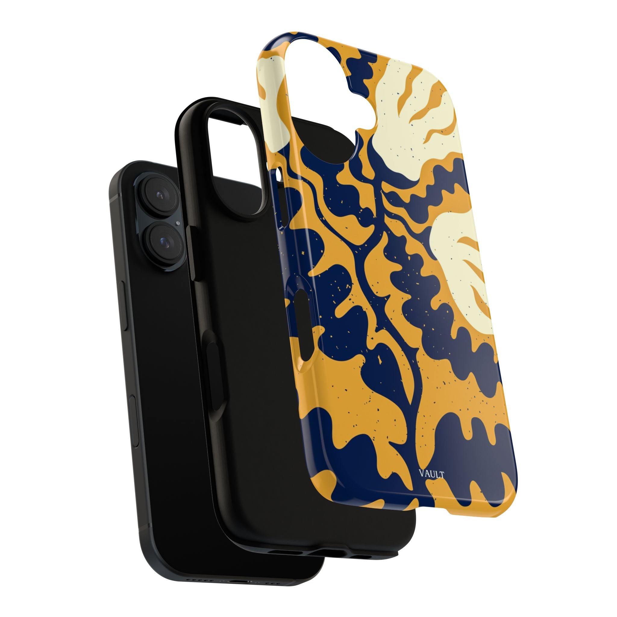 Bold Abstract Floral Phone Case (Navy & Mustard)