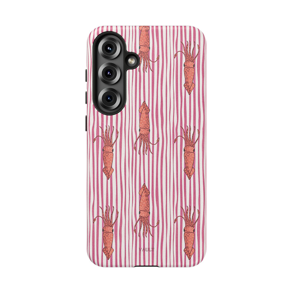 Squid Stripe Phone Case — Pink Nautical Sea Creature Pattern