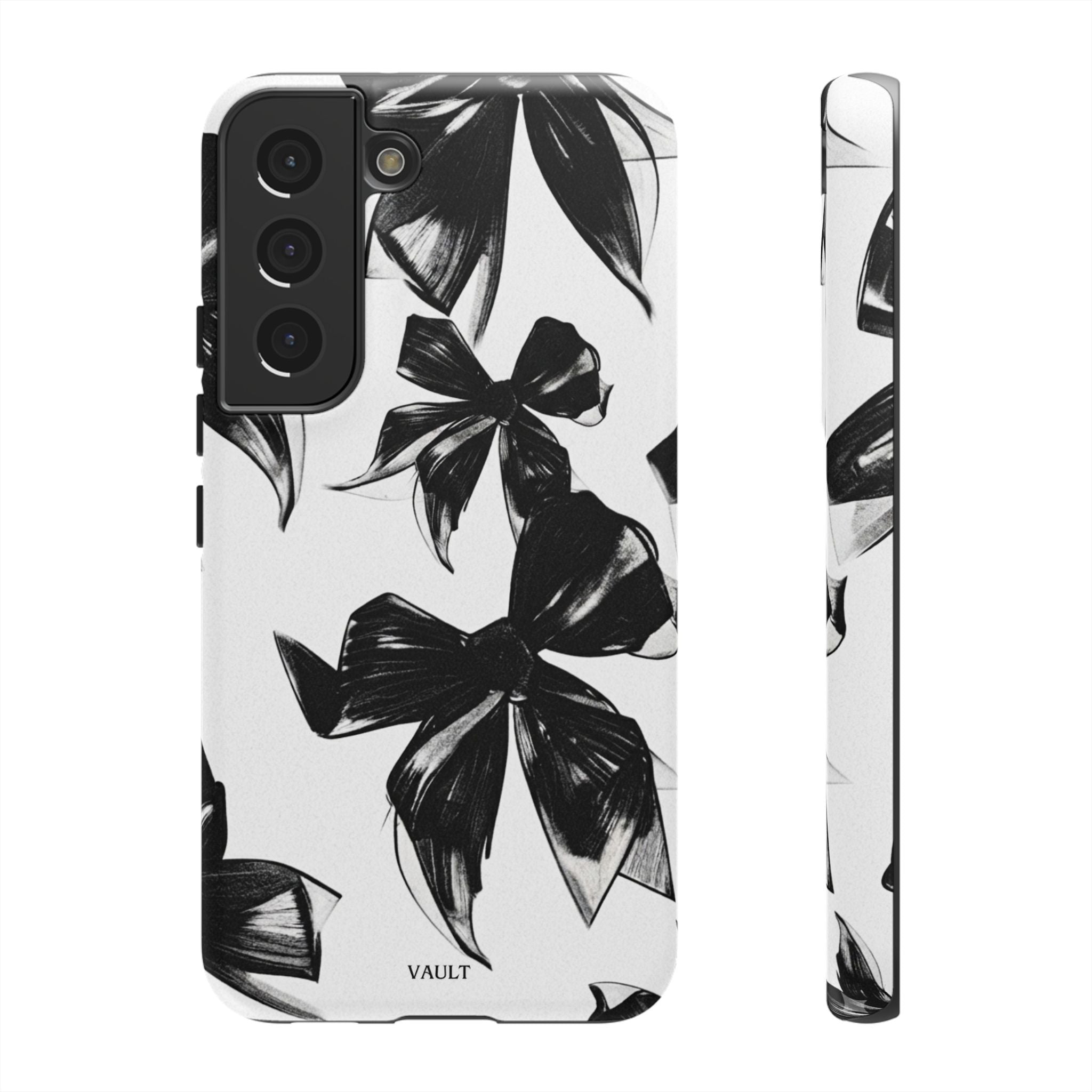 Floral Brushstroke Phone Case — Black & White Botanical Tough Case