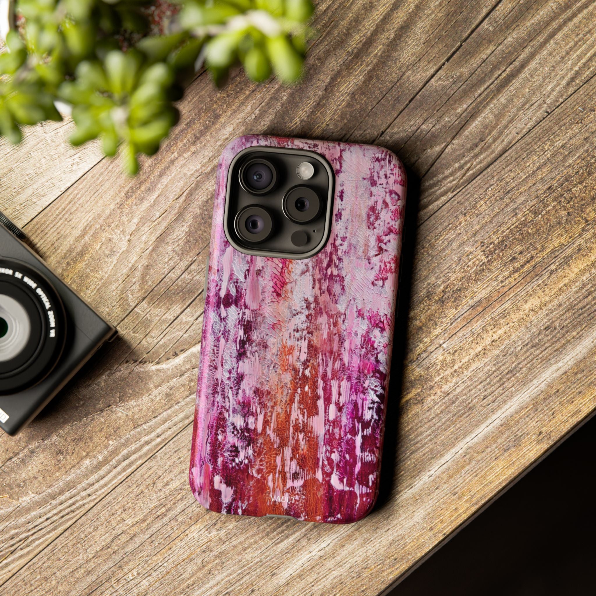 Pink Abstract Art Tough Phone Case — Protective Artistic Phone Cover