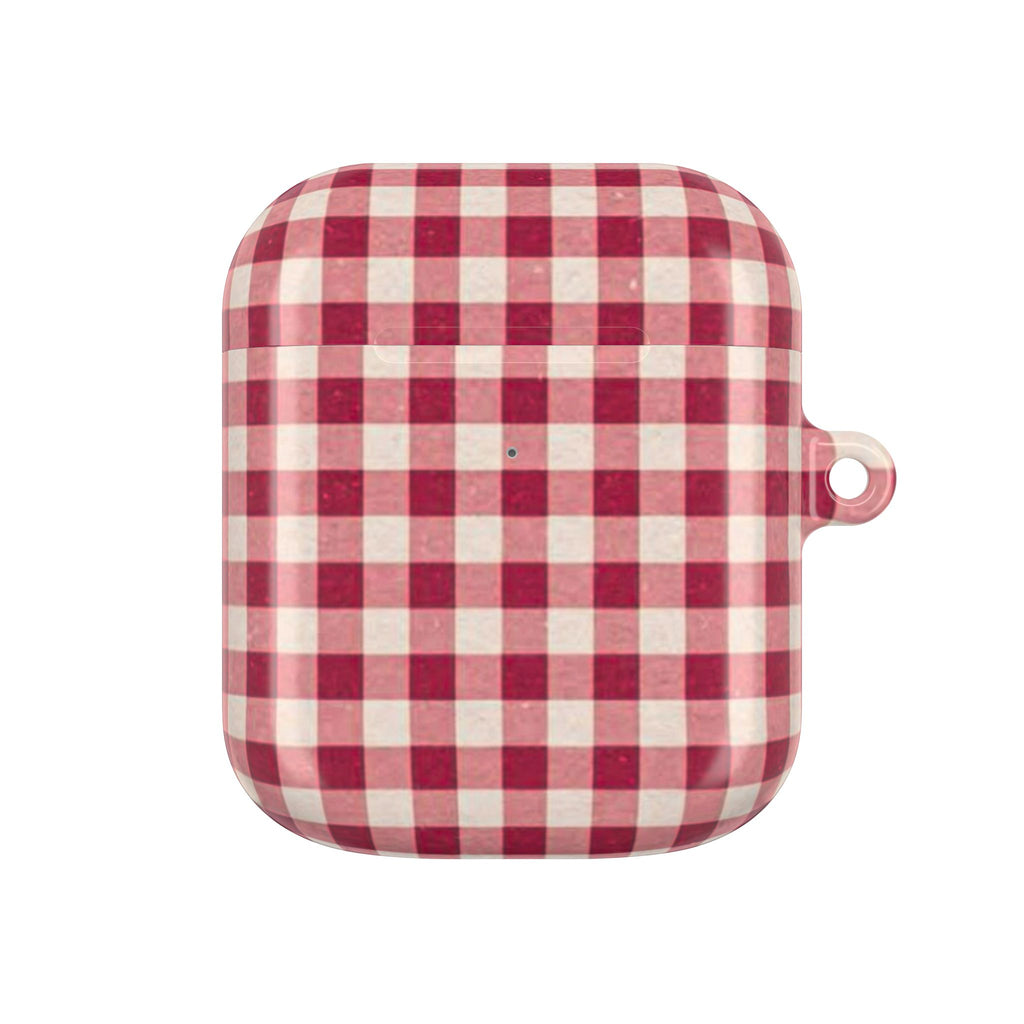 Plaid AirPod Case — Red Buffalo Check Protective Cover