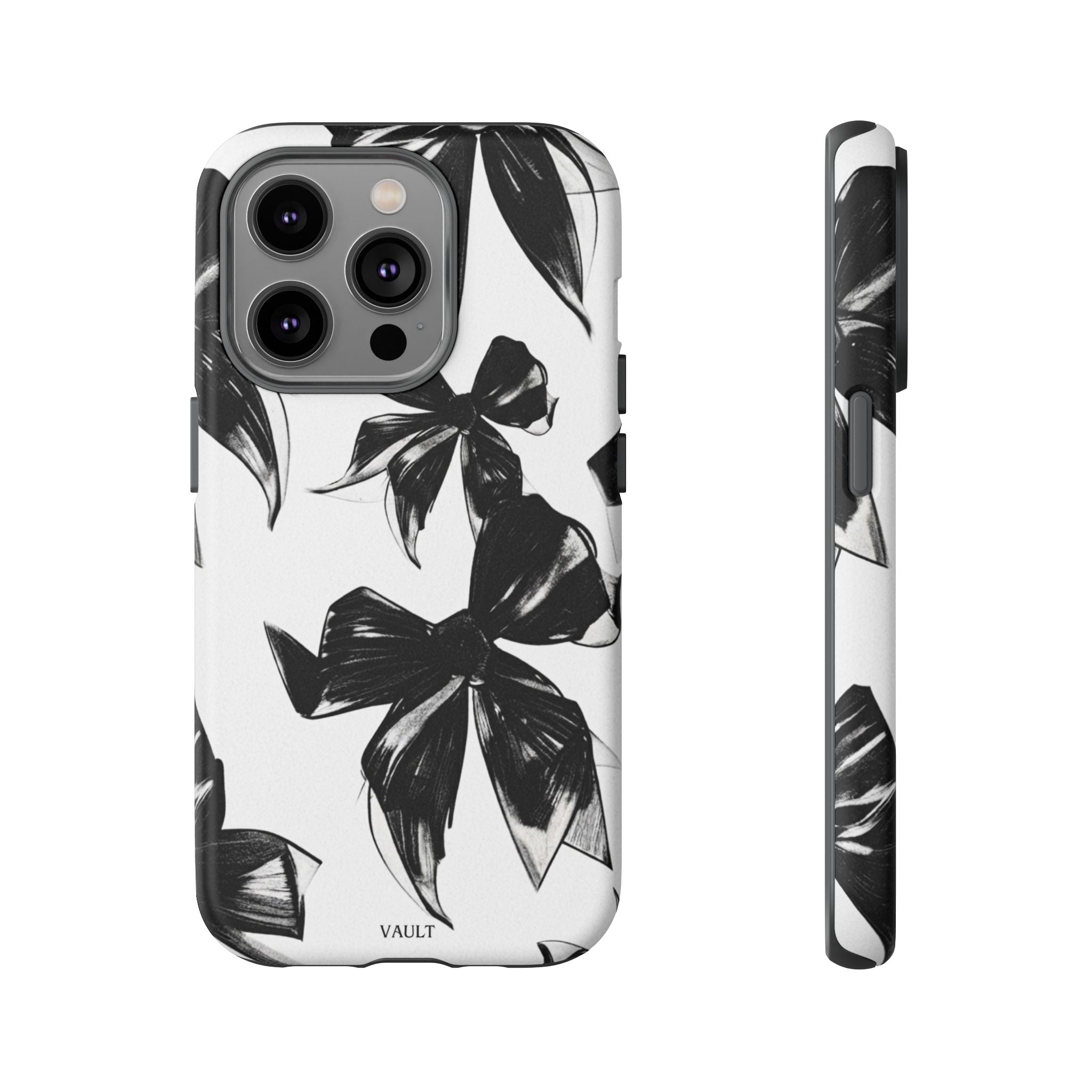 Floral Brushstroke Phone Case — Black & White Botanical Tough Case