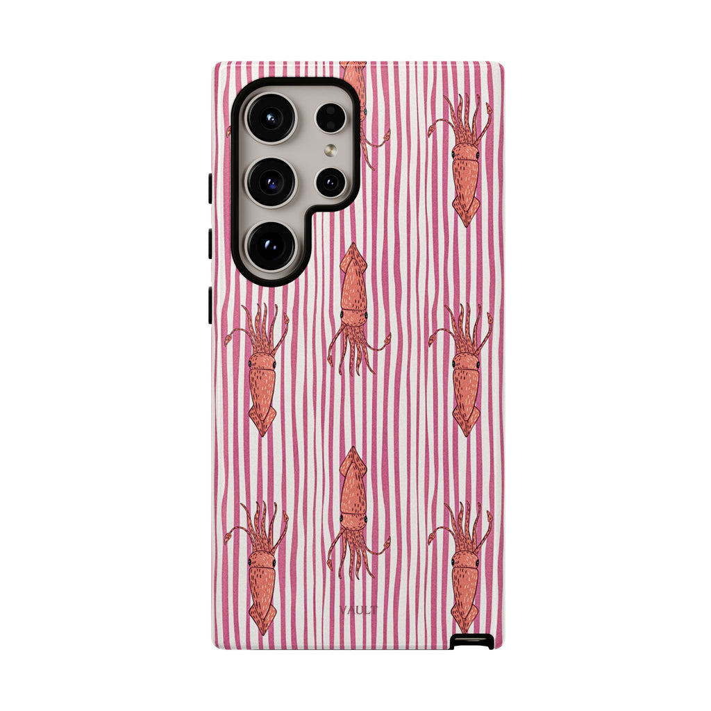 Squid Stripe Phone Case — Pink Nautical Sea Creature Pattern
