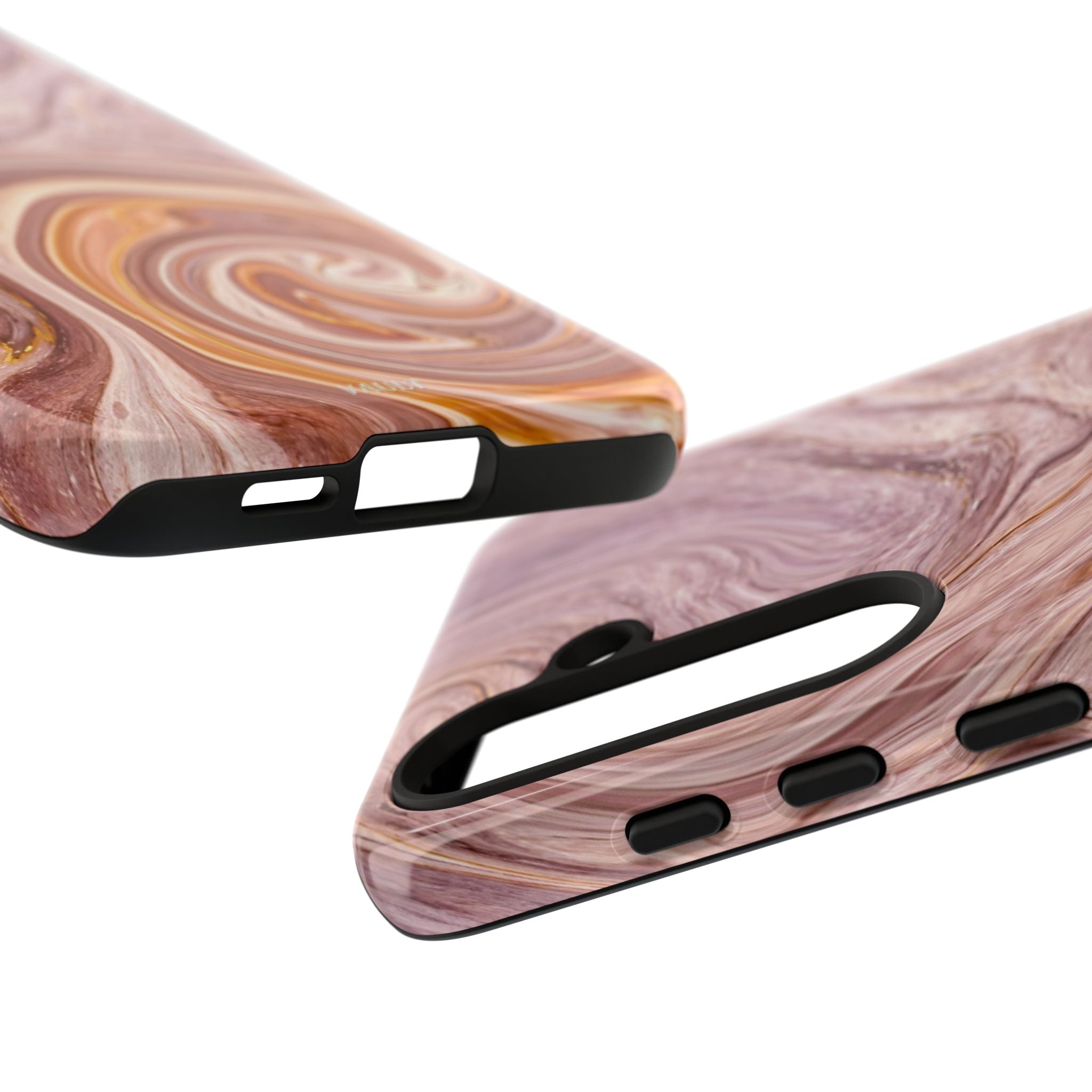 Marble Swirl Phone Case — Pink & Gold Abstract Tough Case