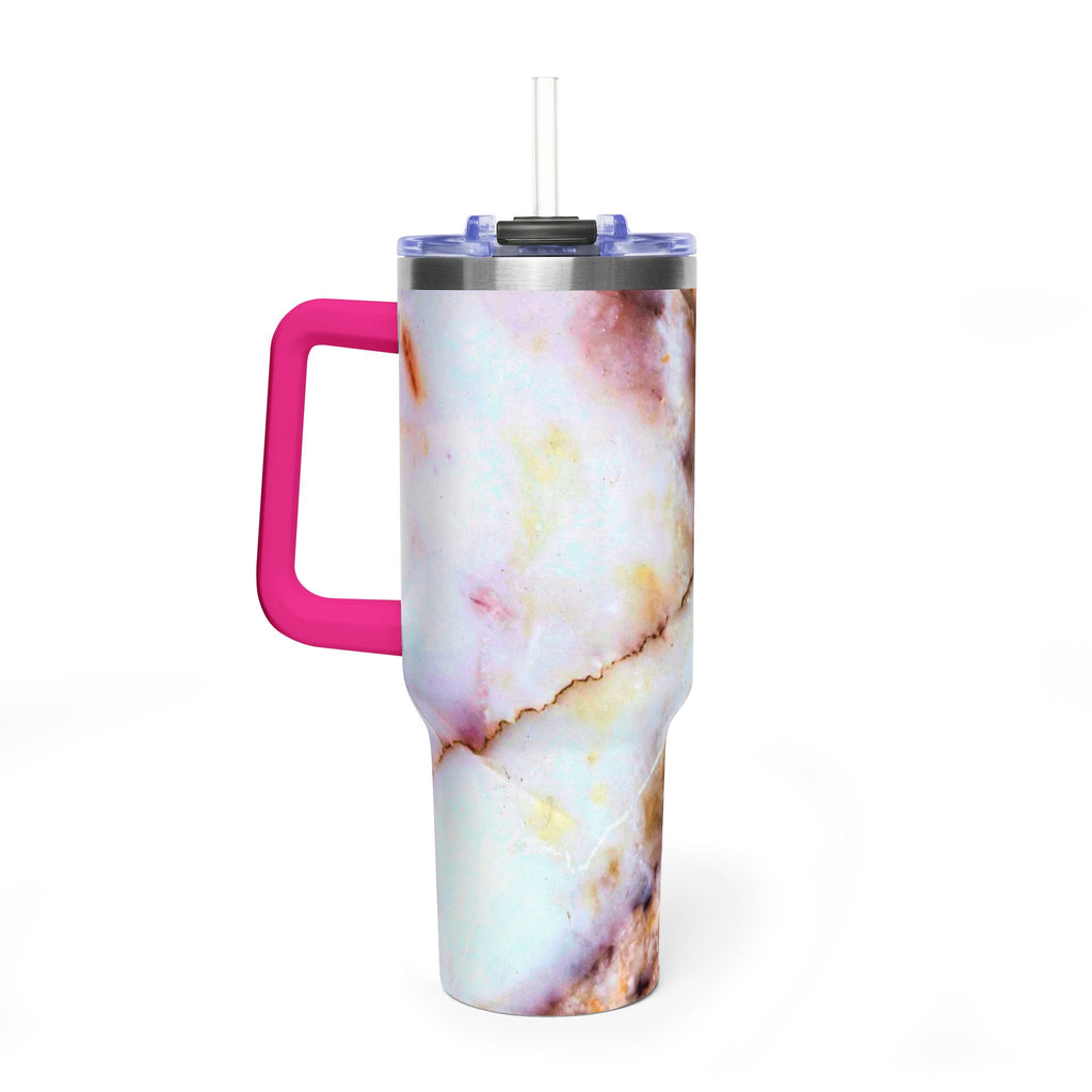 40oz Marble Rose Quartz Vacuum Tumbler – Insulated Travel Mug