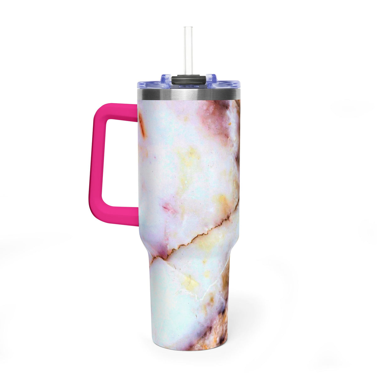 40oz Marble Rose Quartz Vacuum Tumbler – Insulated Travel Mug