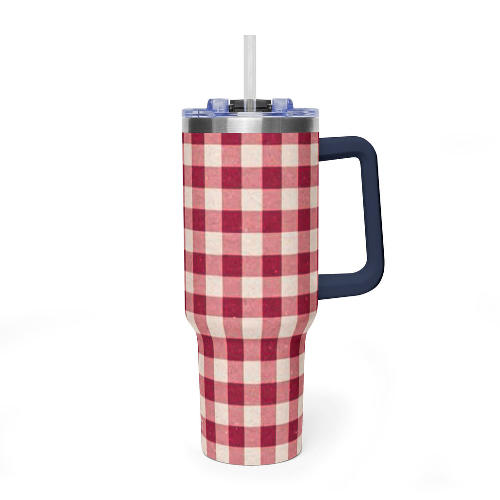 40oz Vacuum Tumbler — Red Buffalo Plaid Insulated Travel Mug