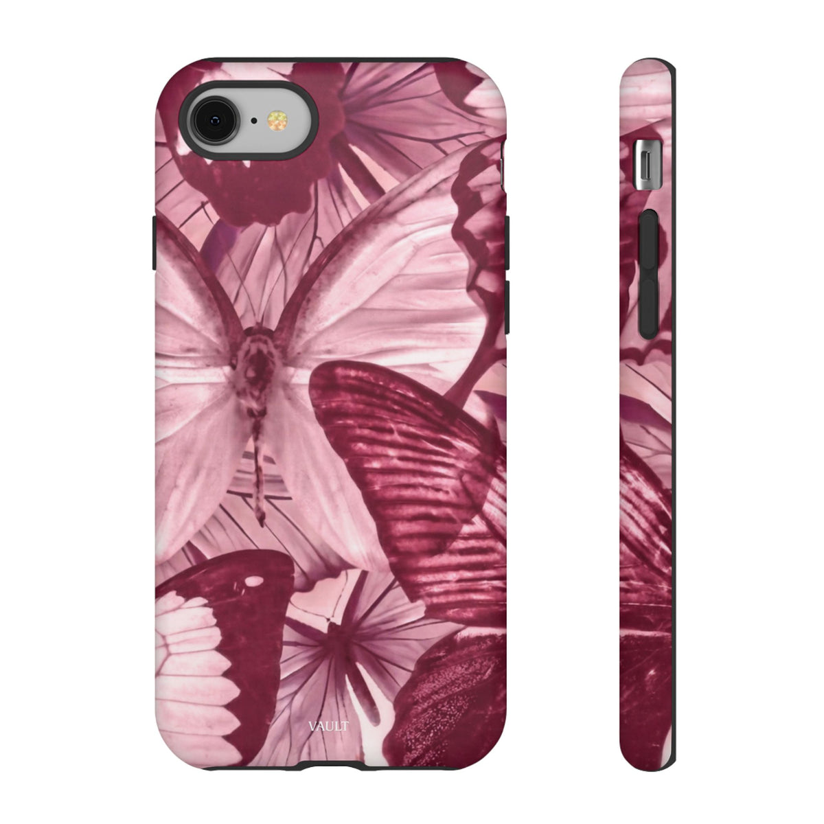 Butterfly Tough Phone Case — Vintage Pink Floral Protective Cover