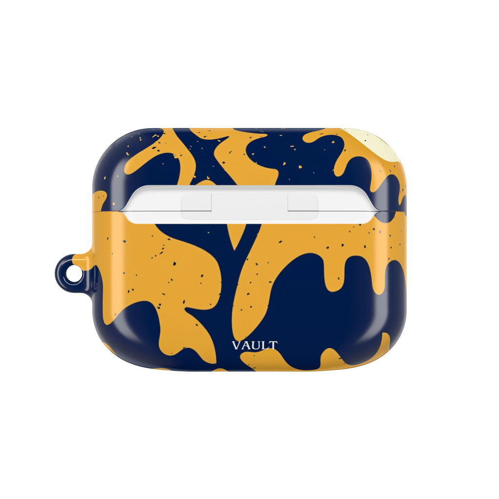 Abstract Navy & Mustard Swirl AirPod Case — Protective Designer Cover