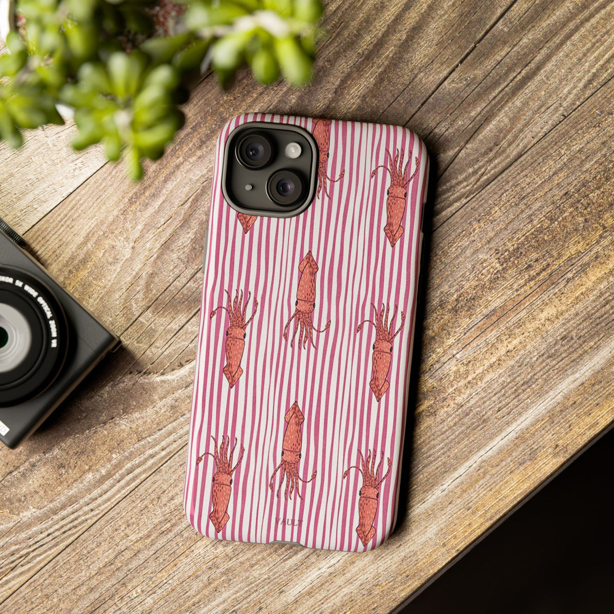 Squid Stripe Phone Case — Pink Nautical Sea Creature Pattern