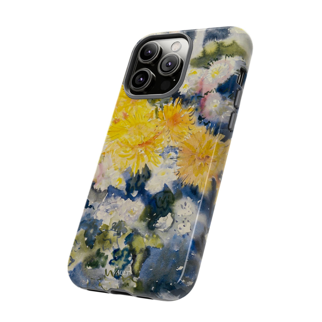 Floral Watercolor Phone Case – Yellow Chrysanthemums Design