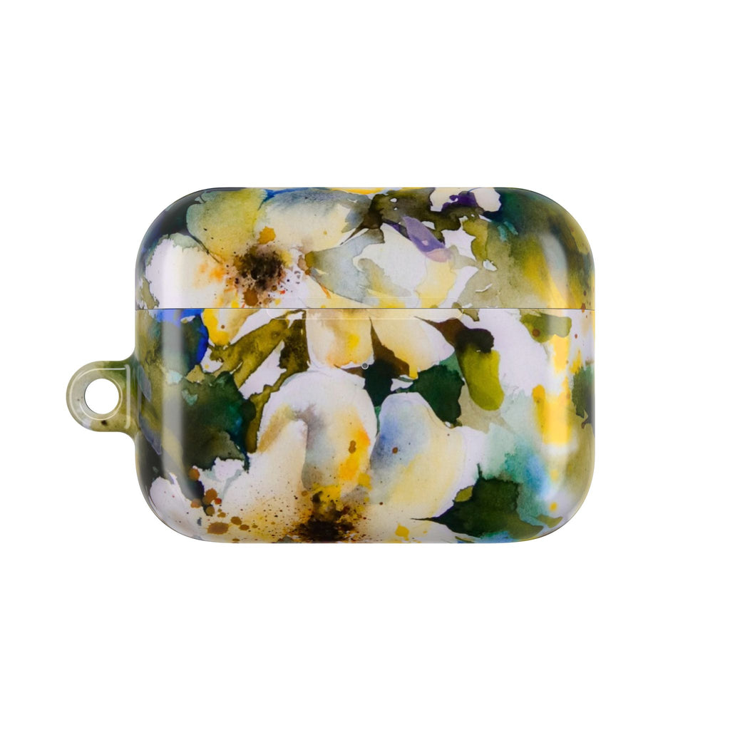 Floral Watercolor AirPod Case — White & Yellow Blossom Protective Cover