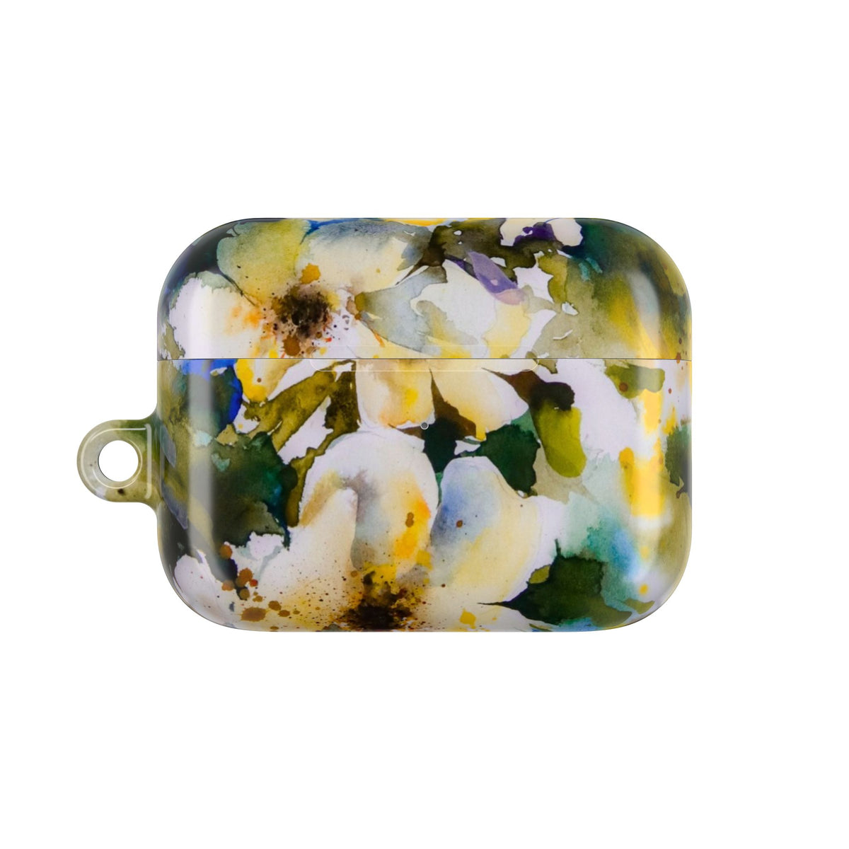 Floral Watercolor AirPod Case — White & Yellow Blossom Protective Cover