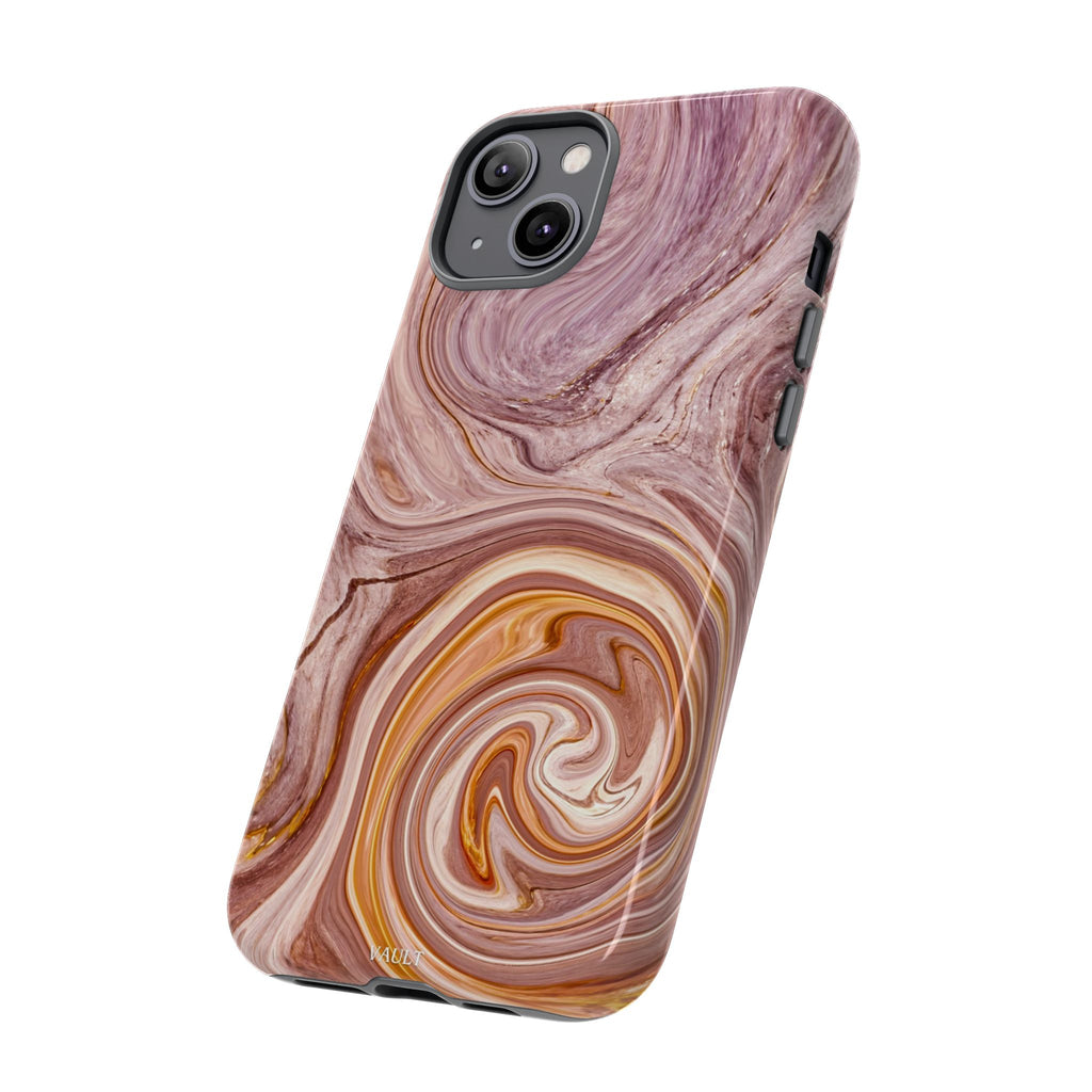 Marble Swirl Phone Case — Pink & Gold Abstract Tough Case