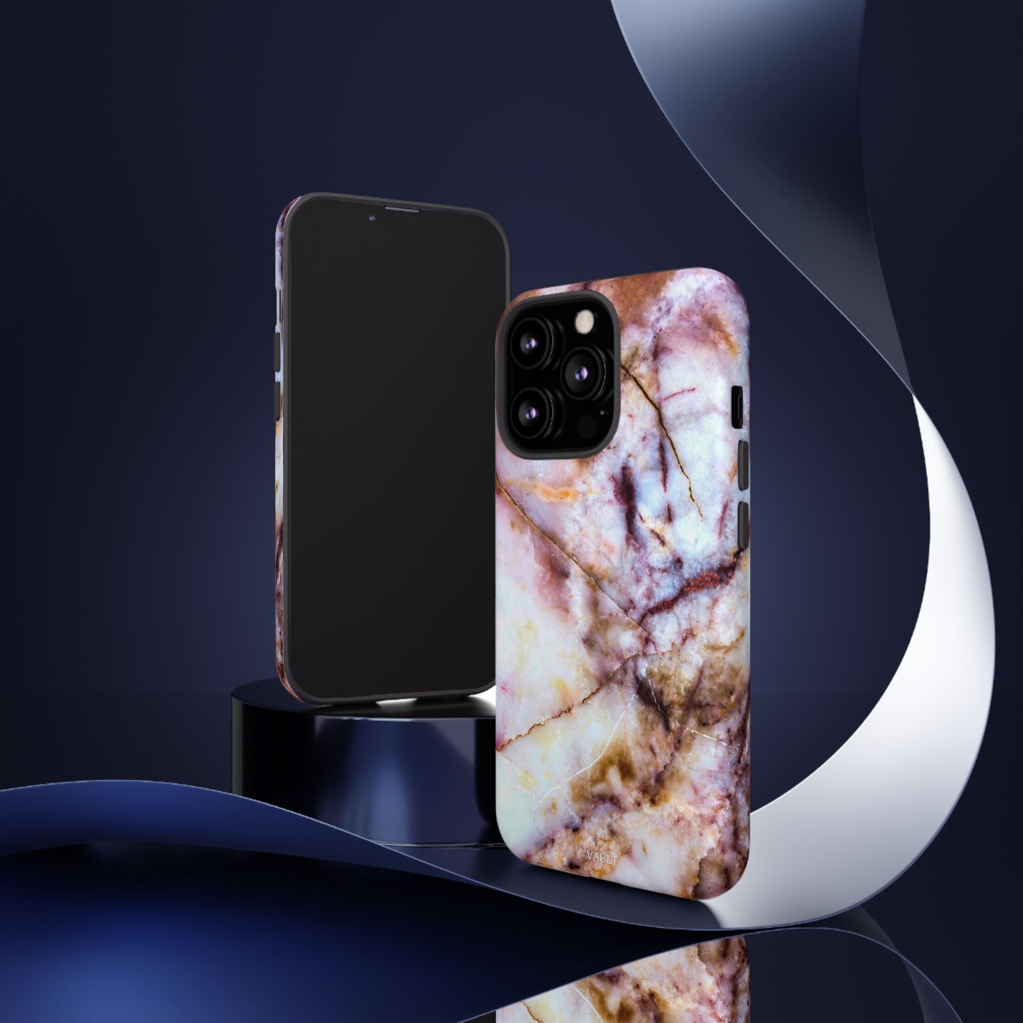 Marble Vein Tough Phone Case — Pink Quartz Protective Cover