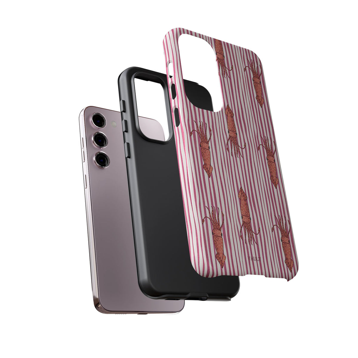 Squid Stripe Phone Case — Pink Nautical Sea Creature Pattern