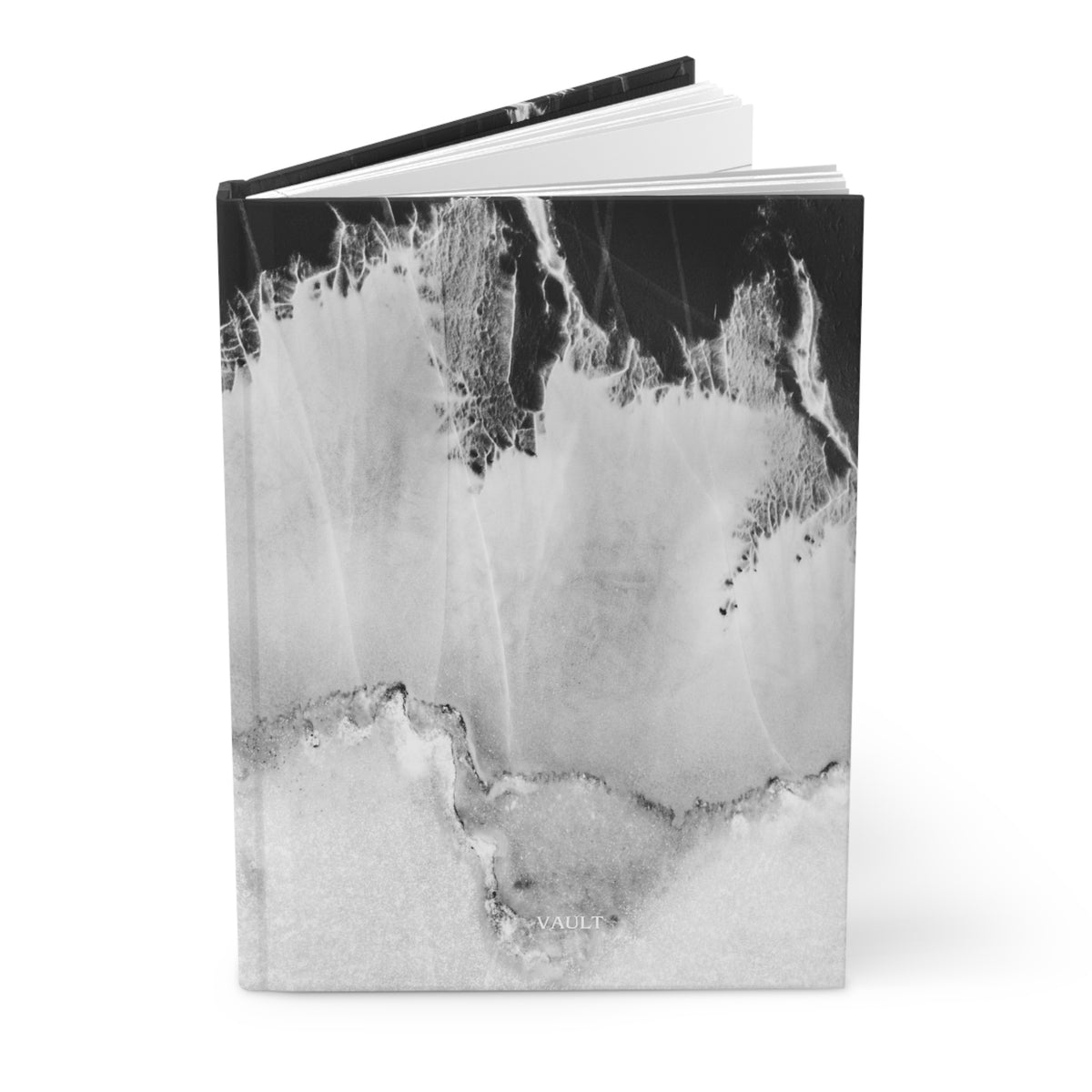 Marble Wave Hardcover Journal — Black & White Abstract Notepad