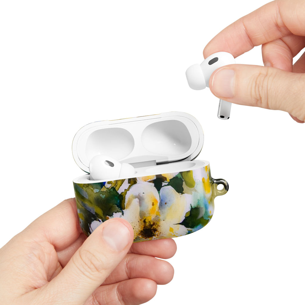 Floral Watercolor AirPod Case — White & Yellow Blossom Protective Cover