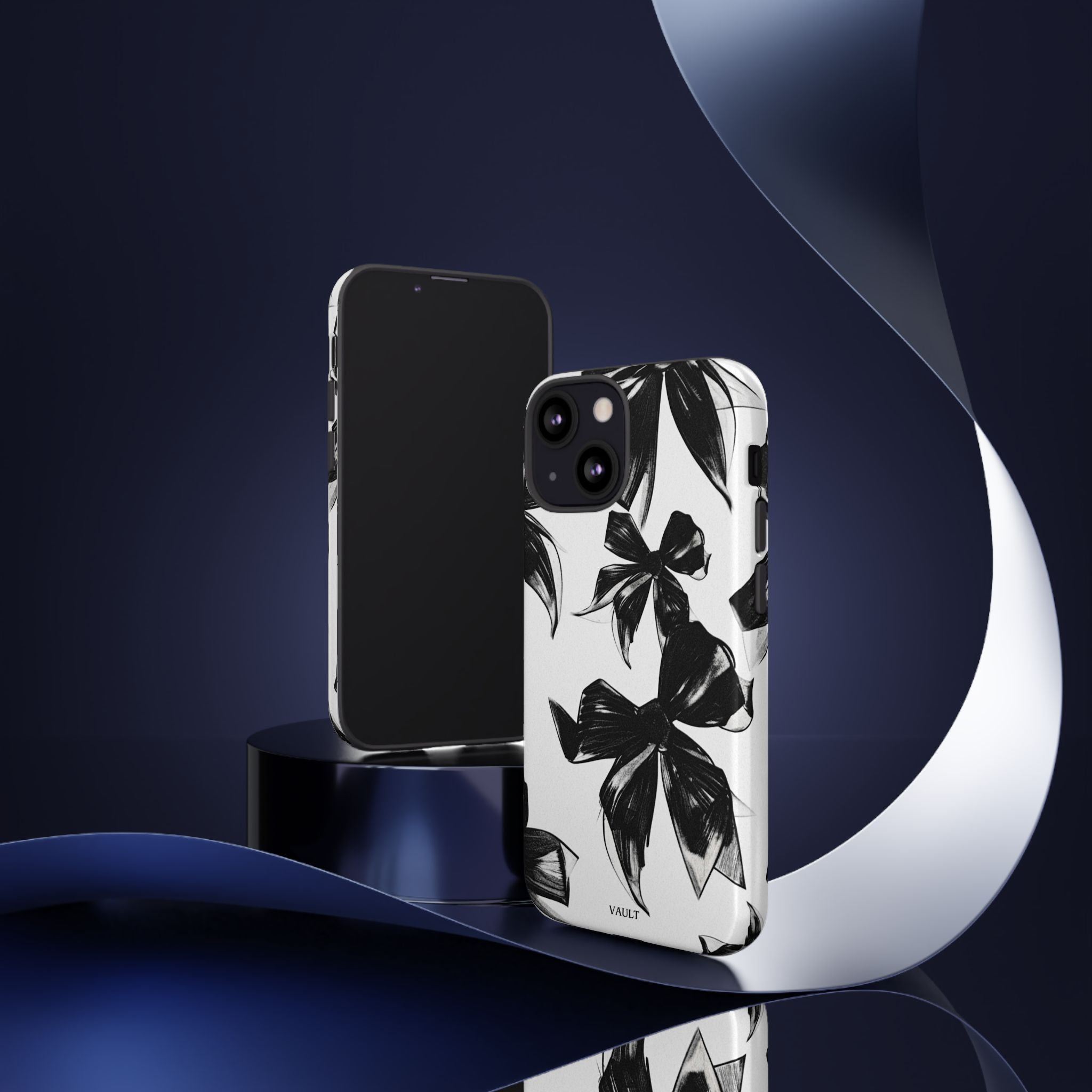 Floral Brushstroke Phone Case — Black & White Botanical Tough Case