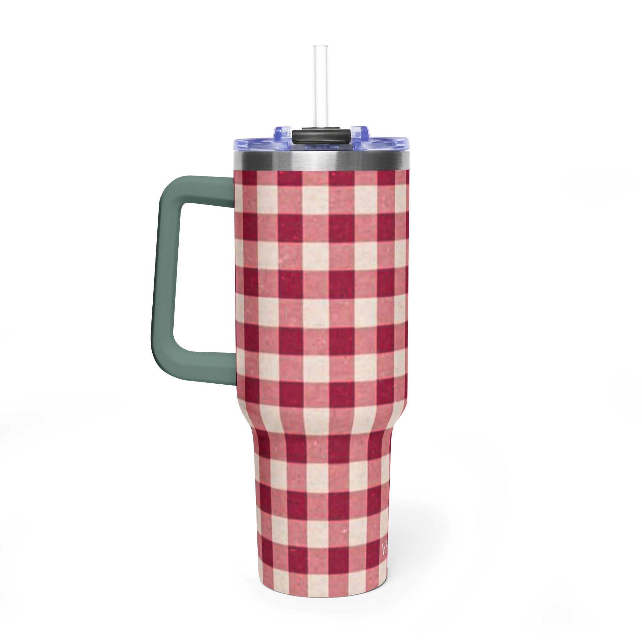 40oz Vacuum Tumbler — Red Buffalo Plaid Insulated Travel Mug