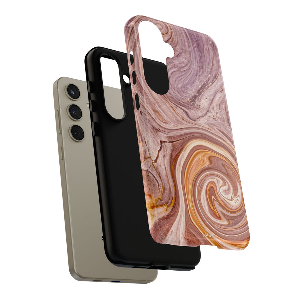 Marble Swirl Phone Case — Pink & Gold Abstract Tough Case