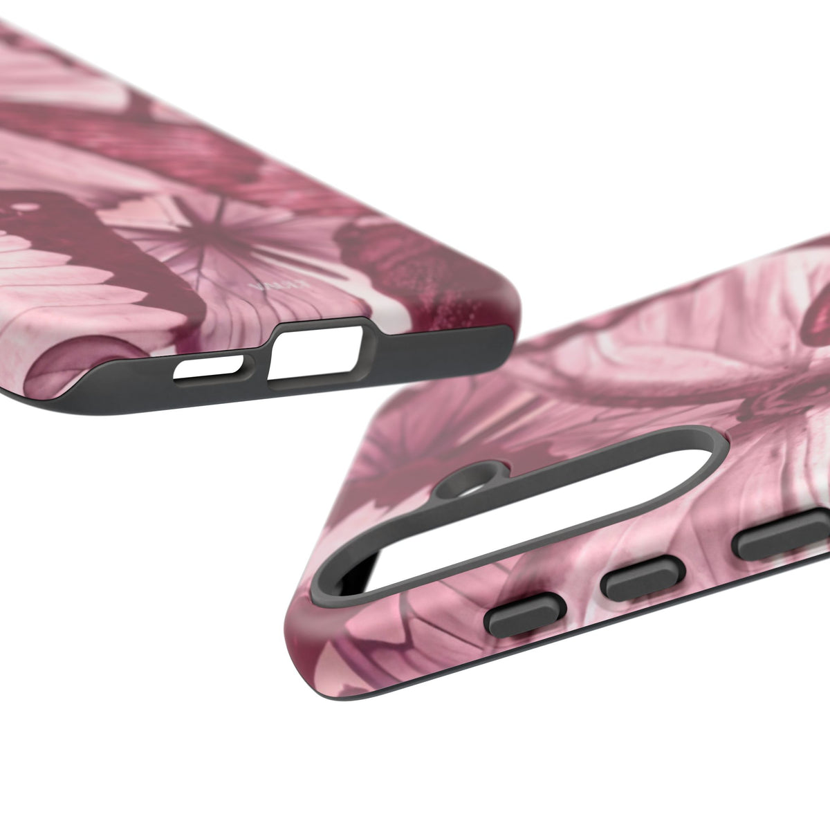 Butterfly Tough Phone Case — Vintage Pink Floral Protective Cover