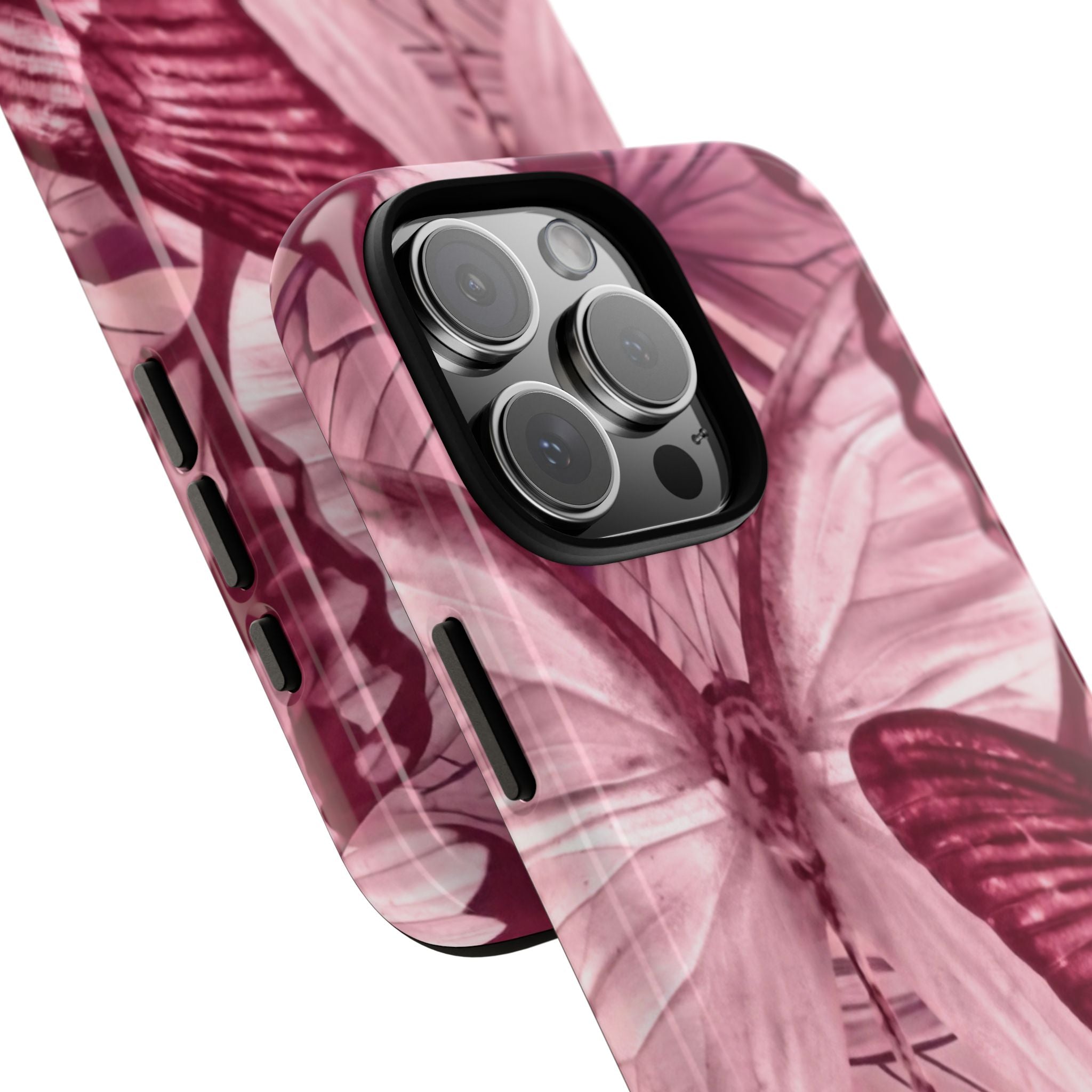 Butterfly Tough Phone Case — Vintage Pink Floral Protective Cover