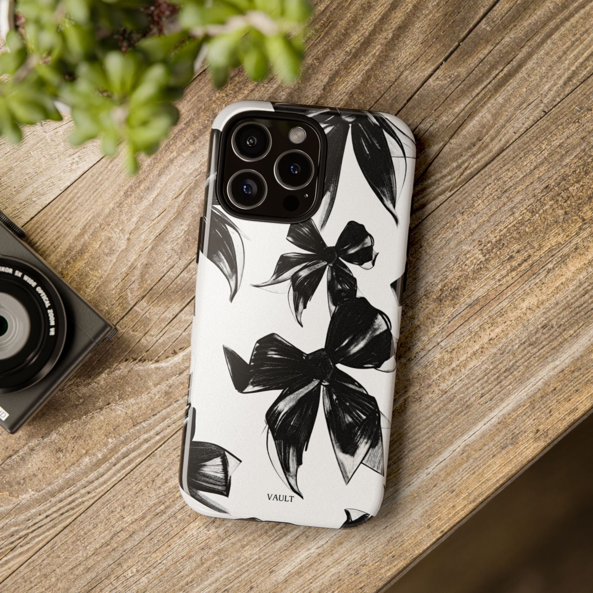 Floral Brushstroke Phone Case — Black & White Botanical Tough Case