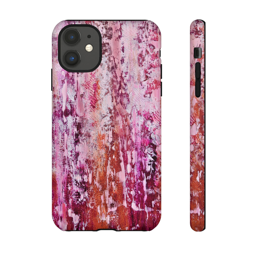 Pink Abstract Art Tough Phone Case — Protective Artistic Phone Cover