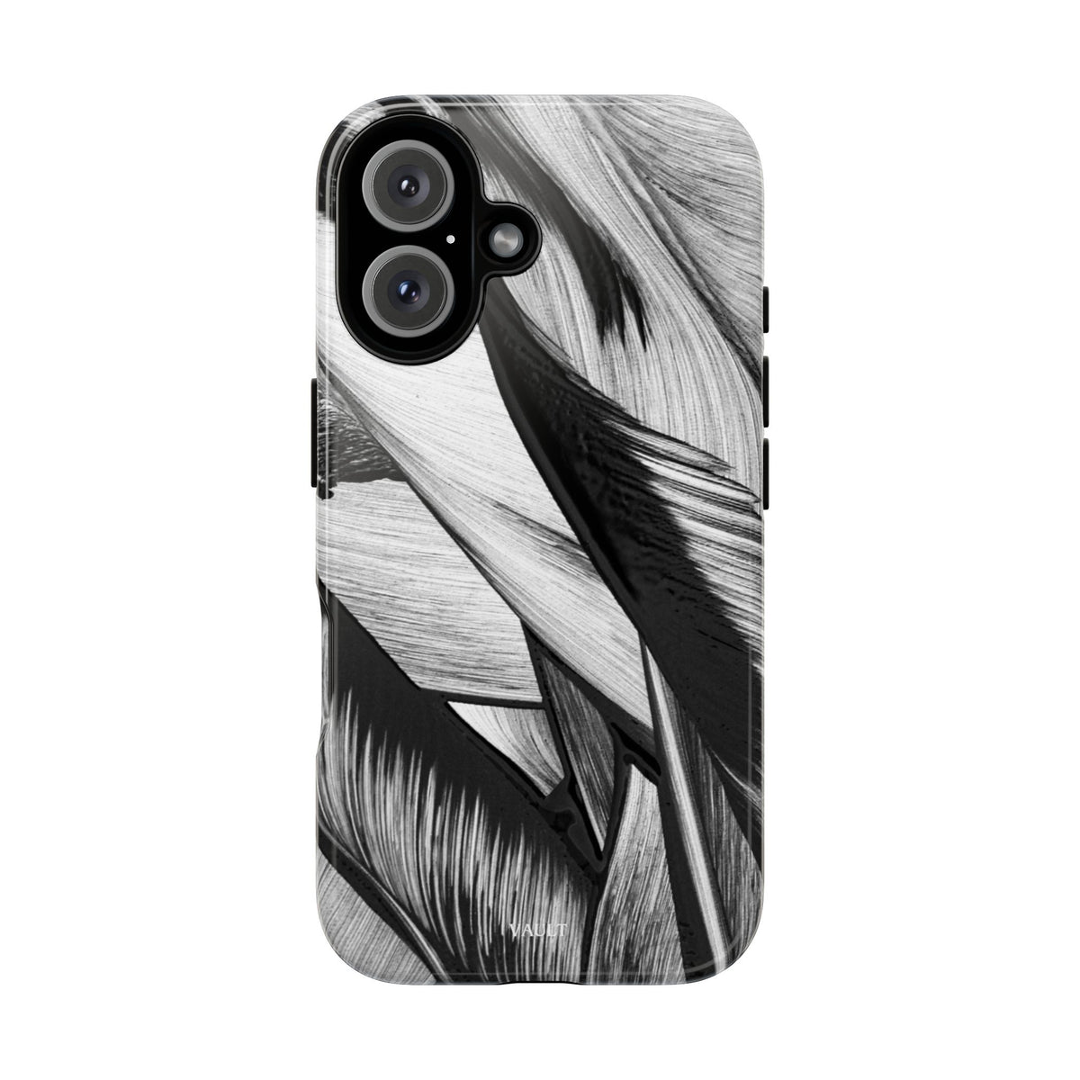 Monochrome Tropical Leaf Tough Phone Case — Black & White Botanical Protective Cover