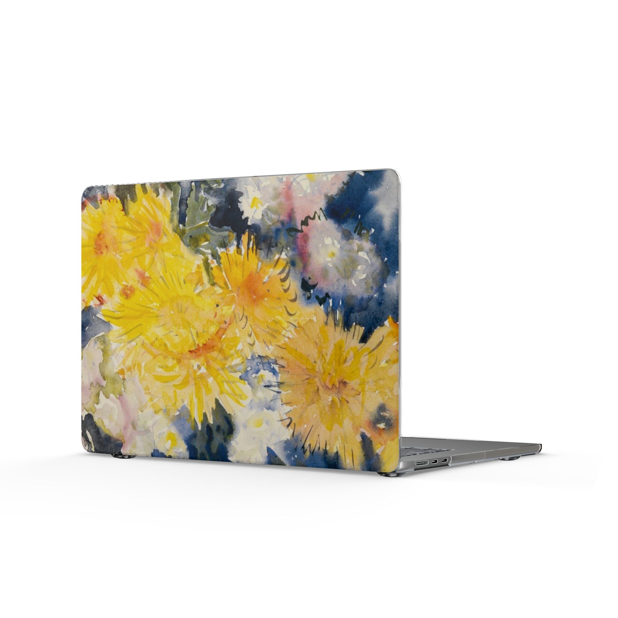 Clear MacBook Case — Watercolor Yellow Chrysanthemums Floral Laptop Cover