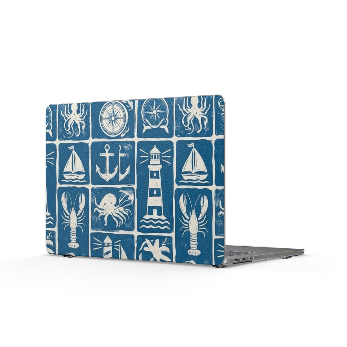 Nautical MacBook Case — Lighthouse, Anchor & Sea Creatures Design