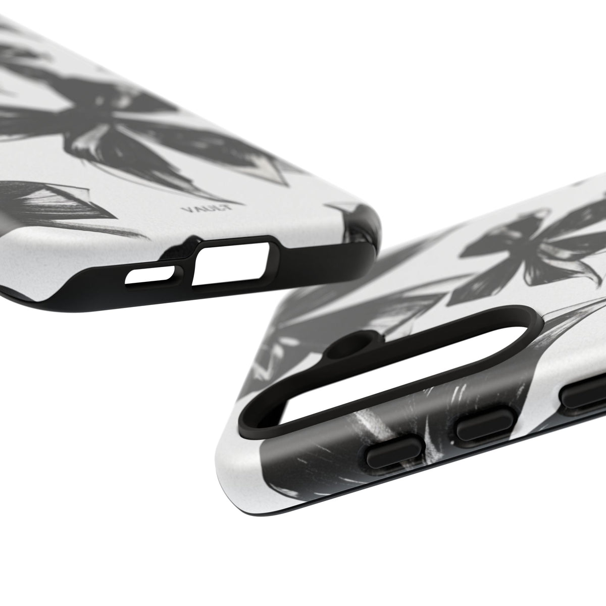 Floral Brushstroke Phone Case — Black & White Botanical Tough Case
