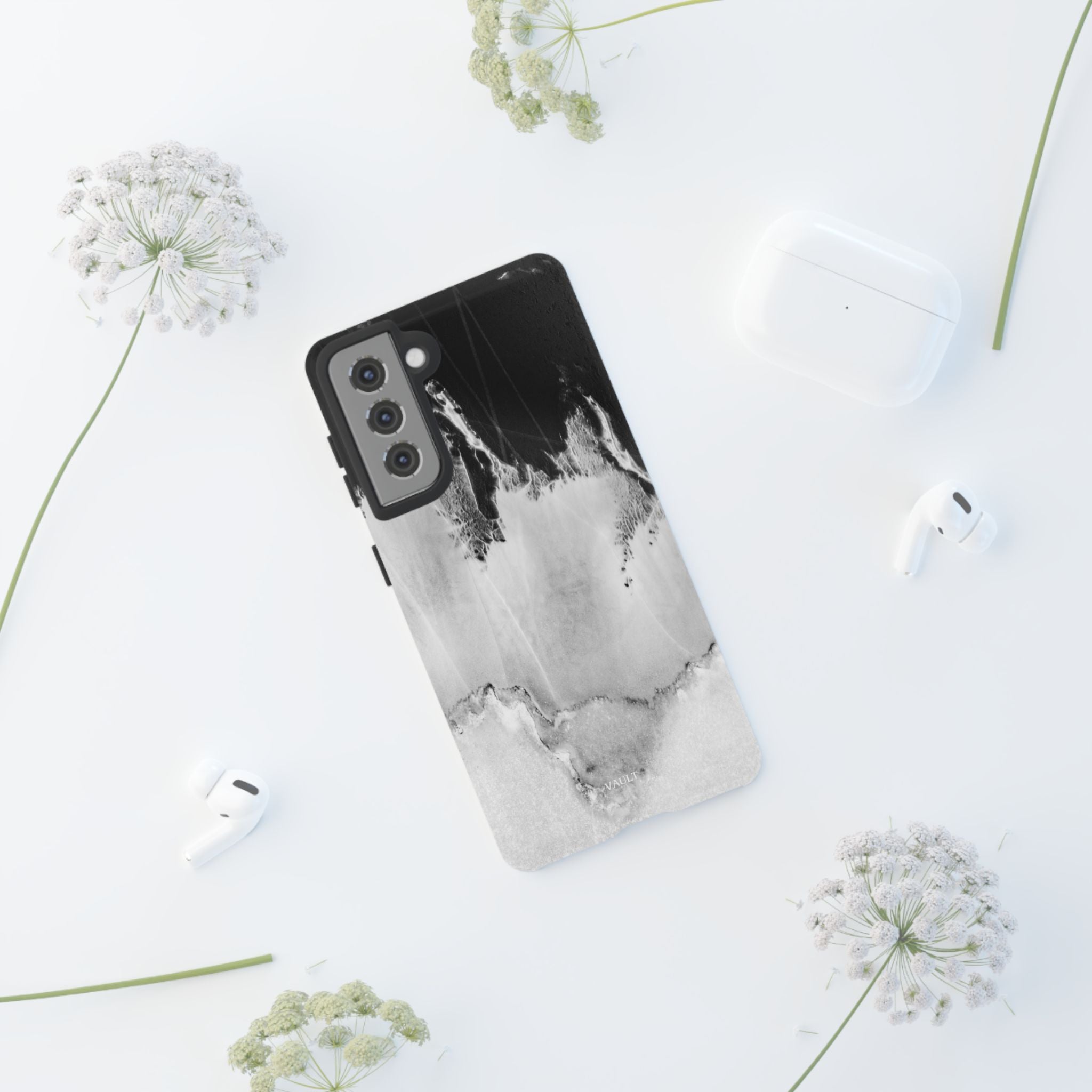Marble Ink Tough Case — Black & White Abstract Phone Cover