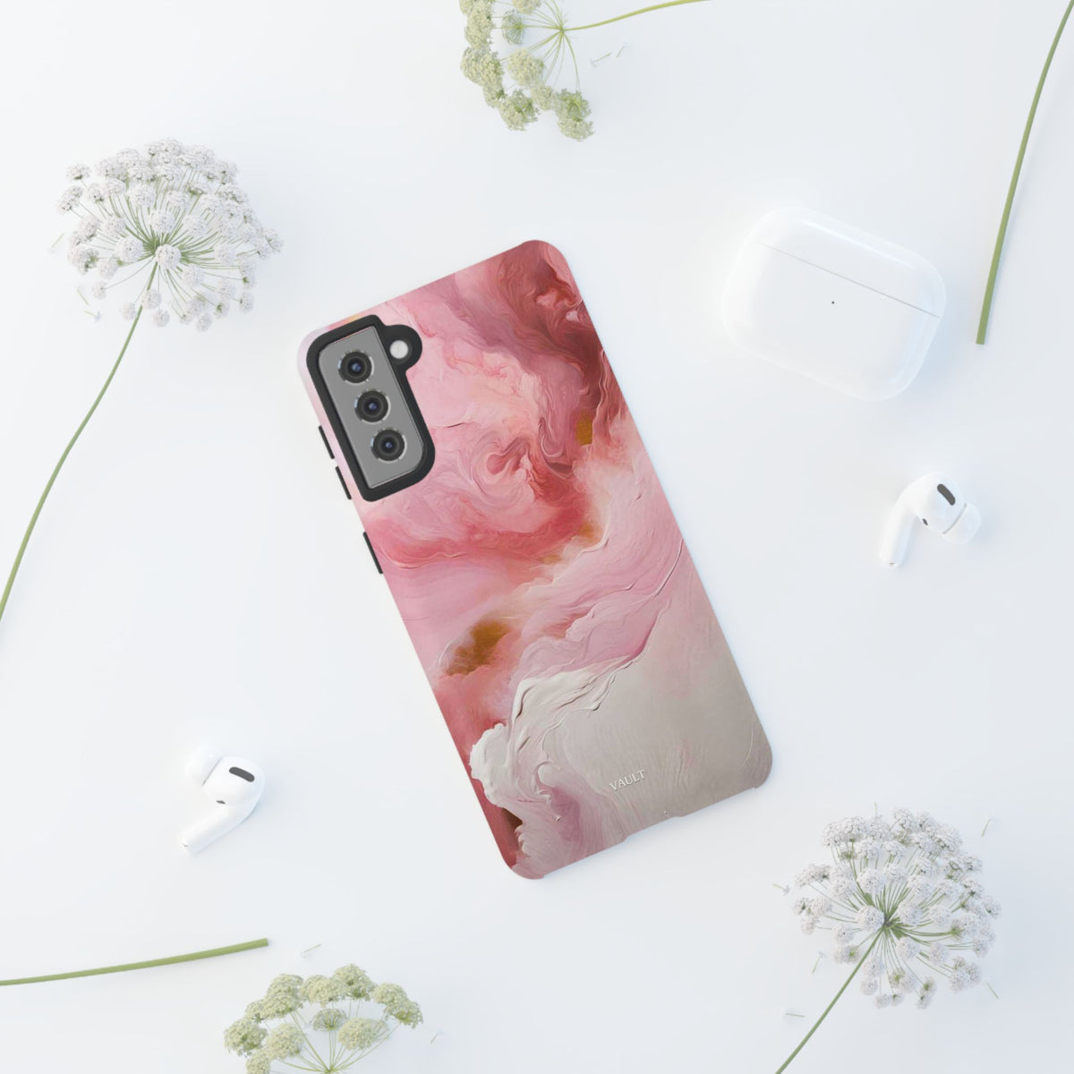 Pink Marble Tough Phone Case — Protective Artistic Phone Cover