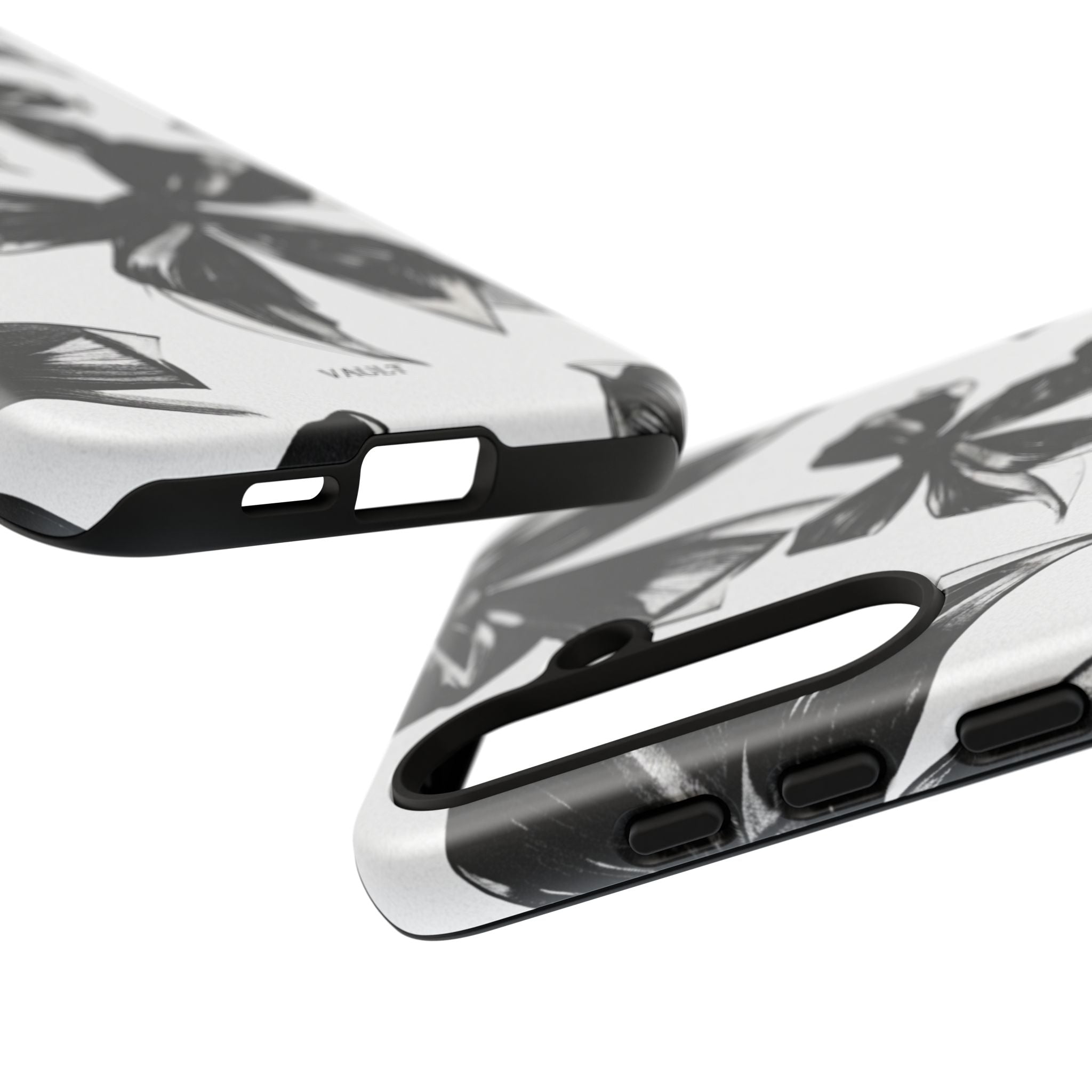 Floral Brushstroke Phone Case — Black & White Botanical Tough Case