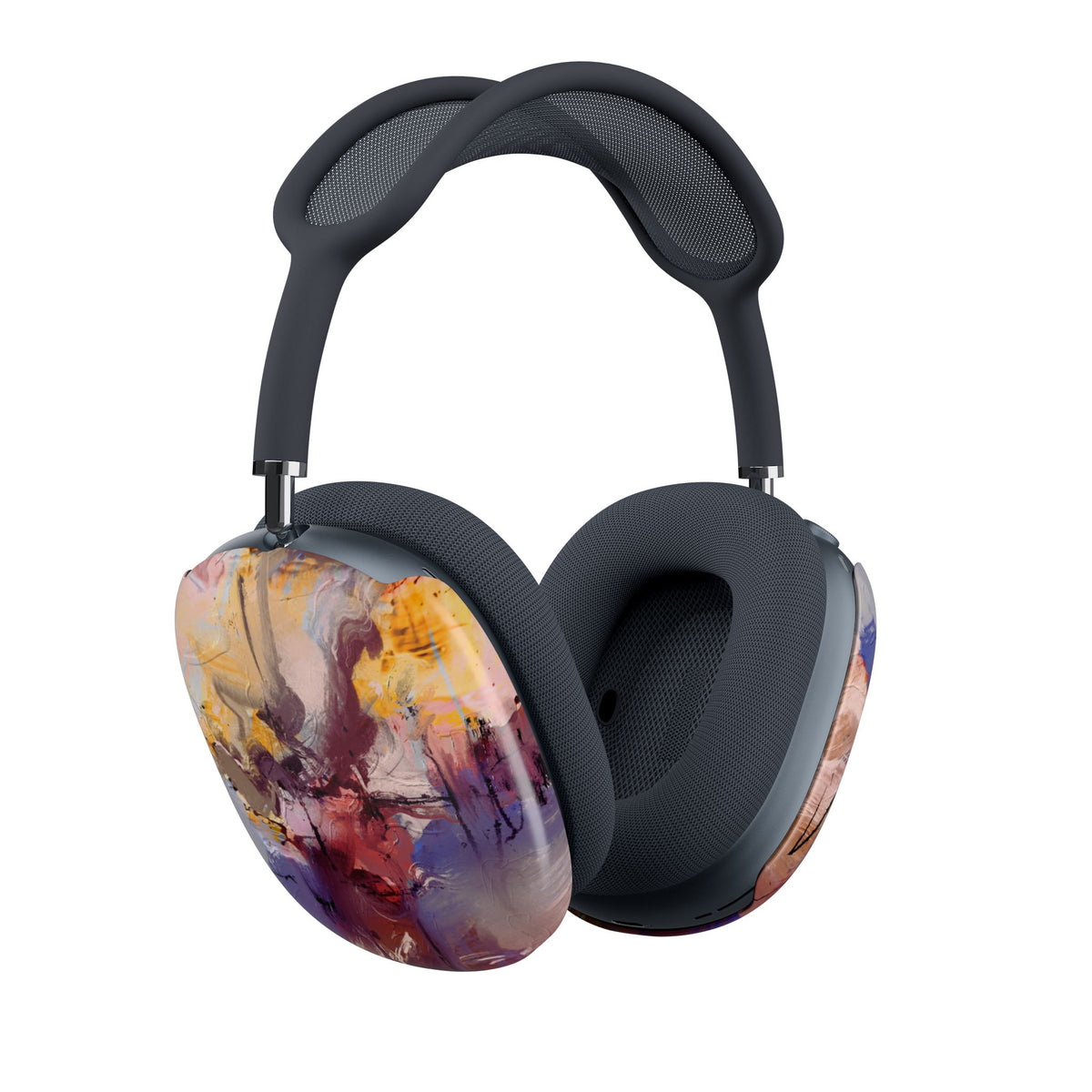 Abstract Color Splash AirPods Max Case — Painterly Maroon & Gold Headphone Covers