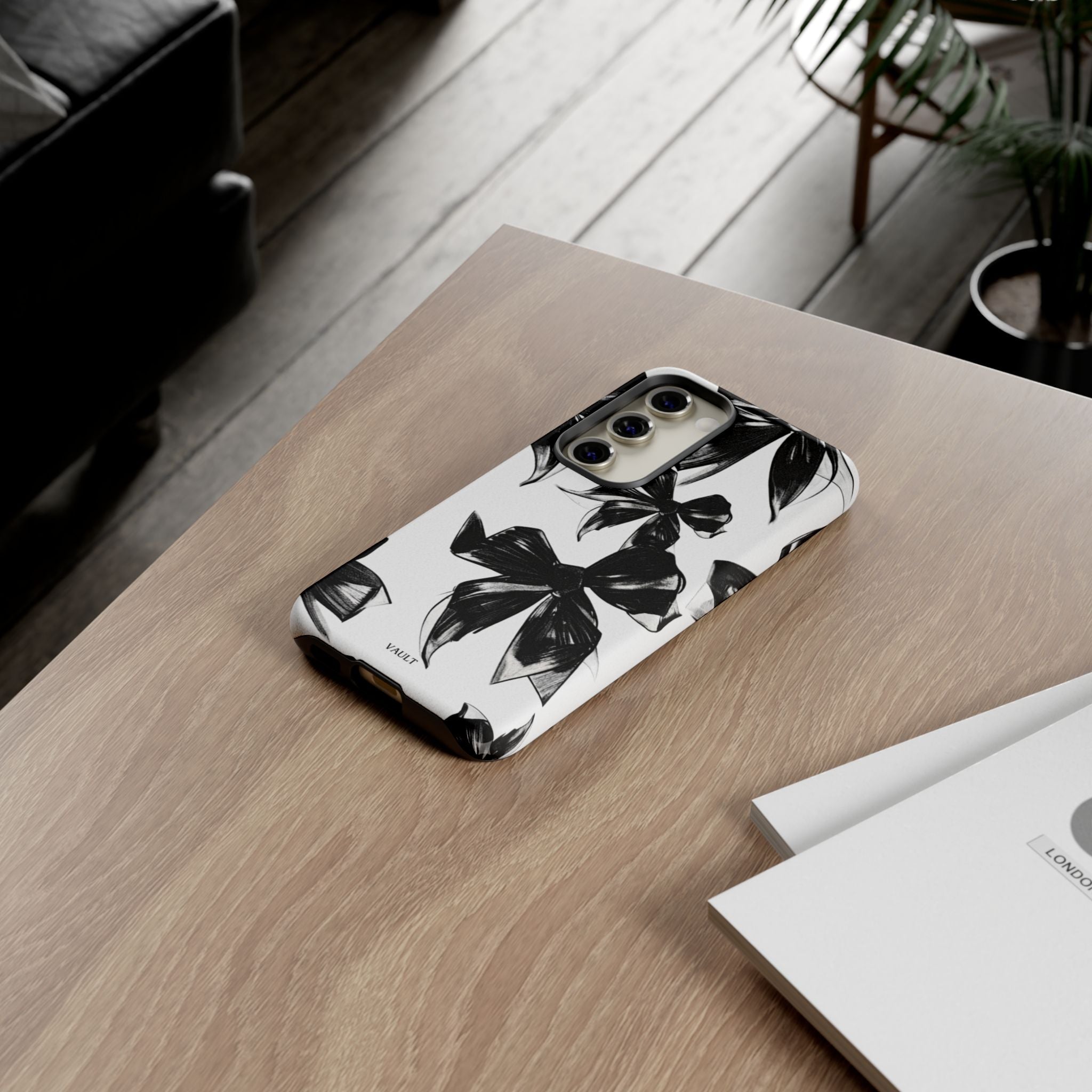 Floral Brushstroke Phone Case — Black & White Botanical Tough Case