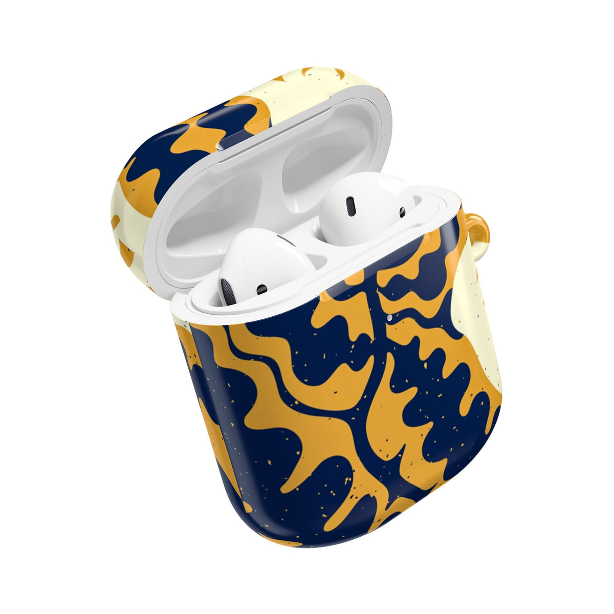 Abstract Navy & Mustard Swirl AirPod Case — Protective Designer Cover