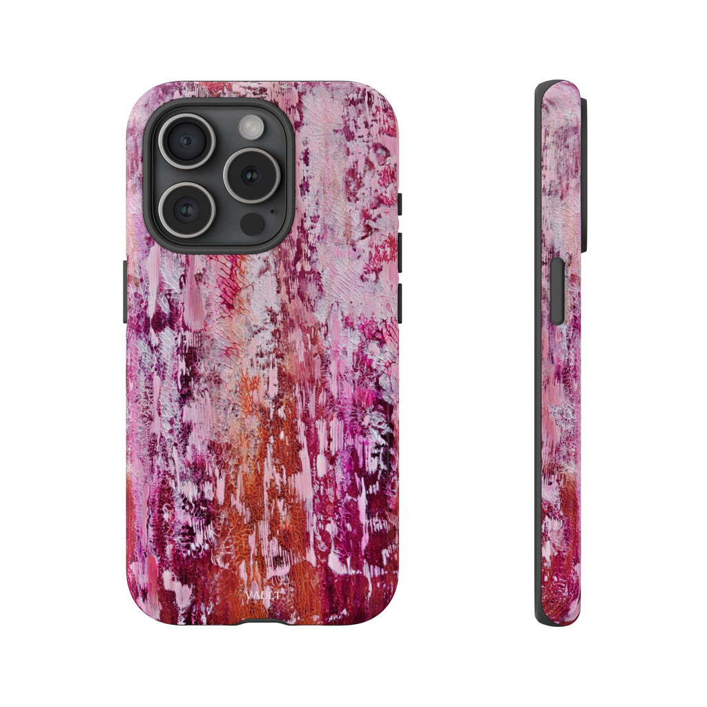 Pink Abstract Art Tough Phone Case — Protective Artistic Phone Cover