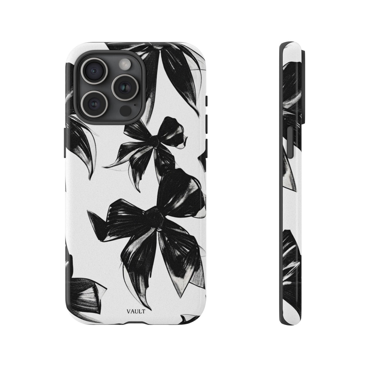 Floral Brushstroke Phone Case — Black & White Botanical Tough Case