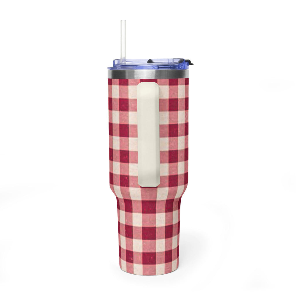 40oz Vacuum Tumbler — Red Buffalo Plaid Insulated Travel Mug