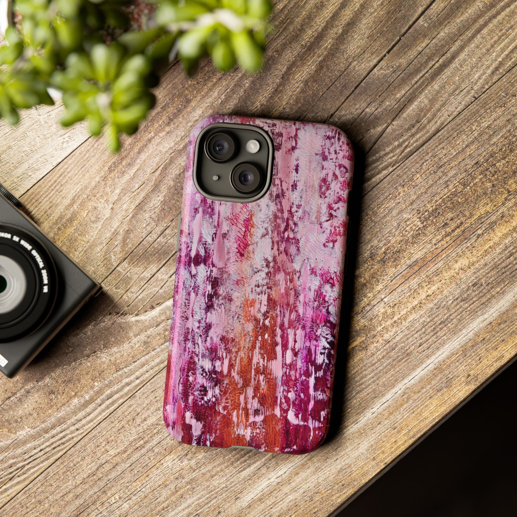 Pink Abstract Art Tough Phone Case — Protective Artistic Phone Cover