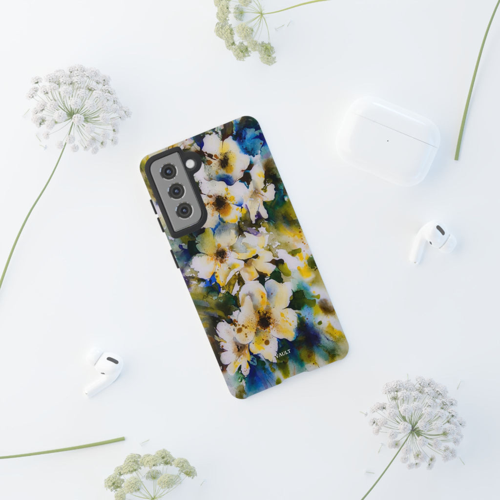 Floral Watercolor Tough Case – Yellow White Blossom Phone Cover