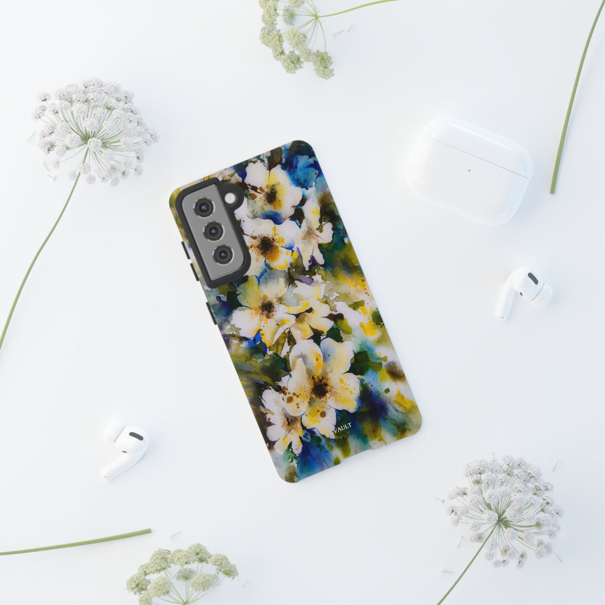 Floral Watercolor Tough Case – Yellow White Blossom Phone Cover