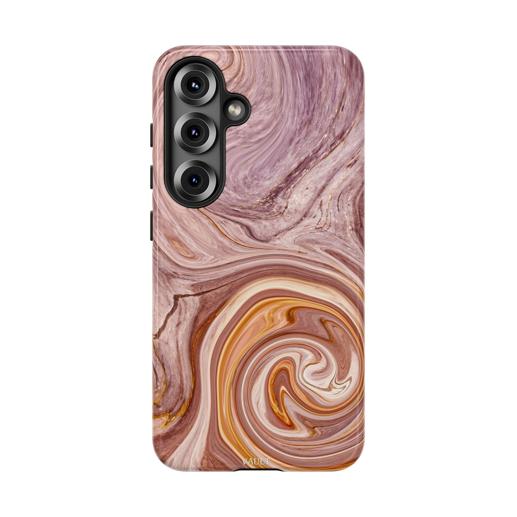 Marble Swirl Phone Case — Pink & Gold Abstract Tough Case